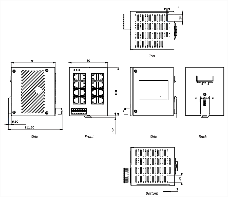  Industrial grade unmanaged 8 ports Etherenet switch